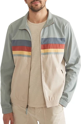 Marine Layer Freeman Water Repellent Stretch Twill Windbreaker Slate/Natural Colorblock at Nordstrom,