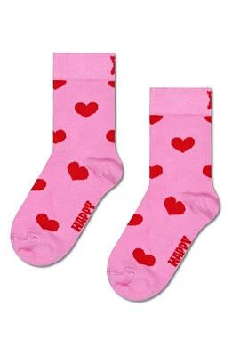 Happy Socks Kids' Heart Crew Socks in Pink at Nordstrom, Size 2-3