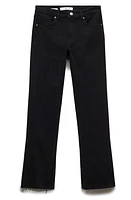 MANGO Slit Hem Flare Jeans Black Denim at Nordstrom,