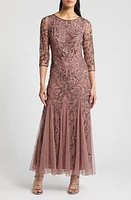 Pisarro Nights Illusion Sleeve Beaded A-Line Gown at Nordstrom,