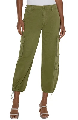 Liverpool Los Angeles Cinch Hem Twill Cargo Pants Eucalyptus at Nordstrom,