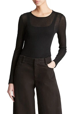 Vince Semisheer Rib Long Sleeve Top at Nordstrom,