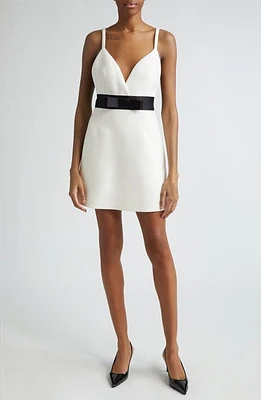 Dolce & Gabbana Bow Waist Wool Blend Minidress W0001 Bianco Naturale at Nordstrom, Us