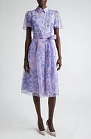 Carolina Herrera Floral Silk Midi Shirtdress Lilac at Nordstrom,