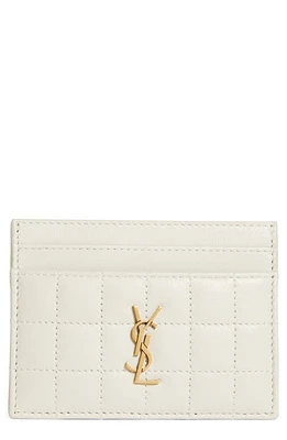 Saint Laurent Matelassé Leather Card Case in Blanc Vintage at Nordstrom