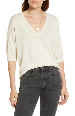 Treasure & Bond V-Neck Sweater in Beige Oatmeal Light Heather at Nordstrom, Size X-Large