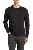 Robert Barakett Emerson Ribbed Long Sleeve Henley Black at Nordstrom,