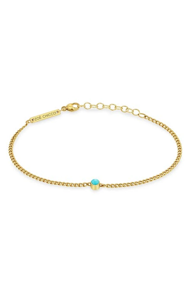 Zoë Chicco Bezel Set Turquoise Bracelet in 14K Yellow Gold at Nordstrom, Size 7