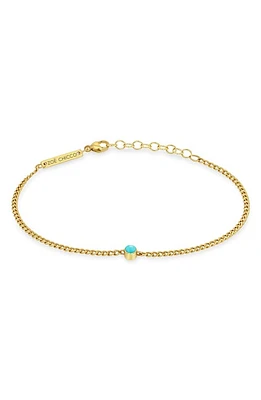 Zoë Chicco Bezel Set Turquoise Bracelet in 14K Yellow Gold at Nordstrom, Size 7