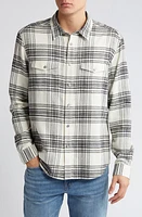 FRAME Plaid Button-Up Shirt White Canvas/Black at Nordstrom,