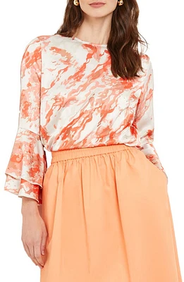 Misook Abstract Print Crêpe de Chine Top in Spice/multi at Nordstrom, Size X-Small