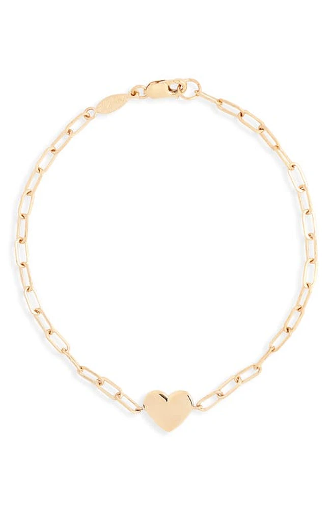 Anzie Amour Engravable Heart Pendant Bracelet in Gold at Nordstrom, Size 7