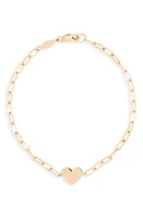 Anzie Amour Engravable Heart Pendant Bracelet in Gold at Nordstrom, Size 7