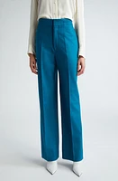 Victoria Beckham Waistband Detail Straight Leg Pants in Petroleum at Nordstrom, Size 0 Us