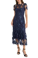 Maggy London Embroidered Floral Overlay Cocktail Dress Twilight Navy at Nordstrom,