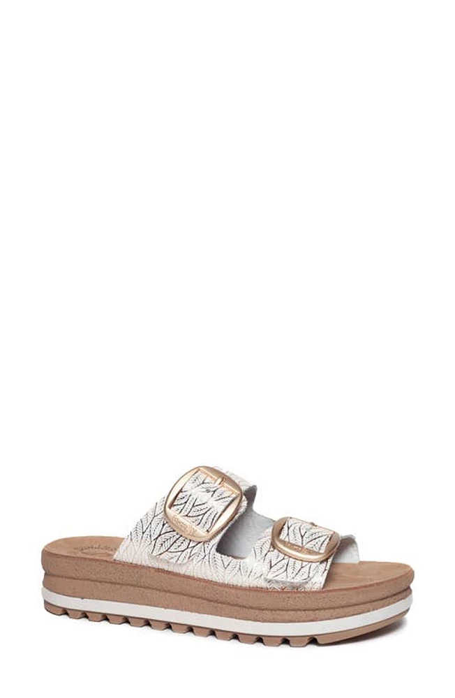 Fantasy Sandals Gogo Platform Slide Sandal White Leaf at Nordstrom,