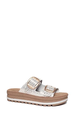 Fantasy Sandals Gogo Platform Slide Sandal White Leaf at Nordstrom,