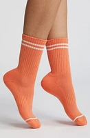 Le Bon Shoppe Boyfriend Stripe Cotton Blend Crew Socks in Orange at Nordstrom