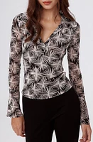 Diane von Furstenberg Mackenzie Long Sleeve Mesh Top at Nordstrom,