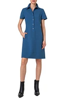 Akris Cotton & Silk Blend Double Face Polo Dress Medium Denim at Nordstrom,