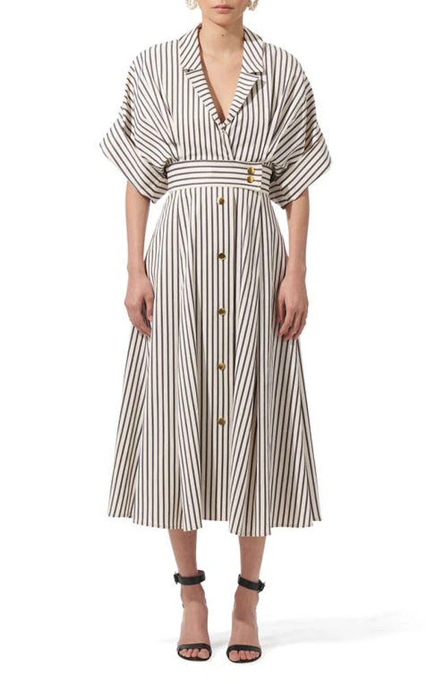 Carolina Herrera Stripe Dropped Shoulder Shirtdress Ecru Multi at Nordstrom,