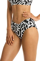 Sea Level Deco Twist Mid Bikini Bottoms Black at Nordstrom, Us