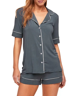 Adore Me Jayne Knit Short Pajama Set Dark Grey at Nordstrom,