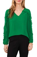 Chaus Ruffle Sleeve V-Neck Blouse at Nordstrom,