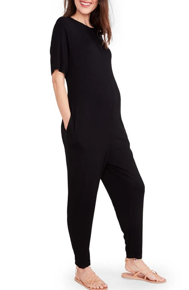 HATCH The Walkabout Maternity Jumpsuit Black at Nordstrom,