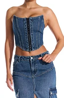 Naked Wardrobe Denim Dreams Corset Indigo Wash at Nordstrom,