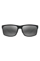 Maui Jim Pokowai Arch 58mm Polarized Rectangular Sunglasses in Black Matte/Neutral Grey at Nordstrom