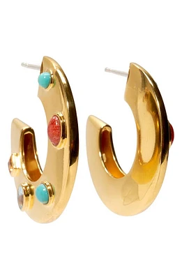 Lizzie Fortunato Saucer Multistone Dot Hoop Earrings in Gold at Nordstrom