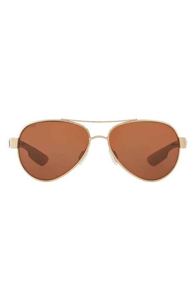 Costa Del Mar 56mm Polarized Aviator Sunglasses in Gold Rose at Nordstrom