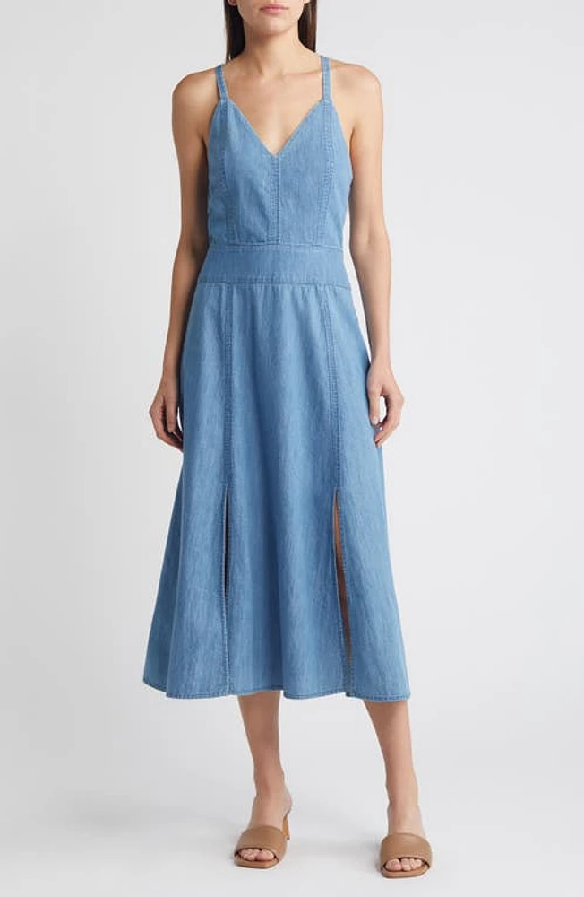 Du Paradis Amalfi Chambray Midi Sundress Vintage Denim at Nordstrom,