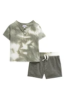 Splendid Verde Wash Tie Die Henley & Drawstring Shorts Set Vob Dye at Nordstrom,