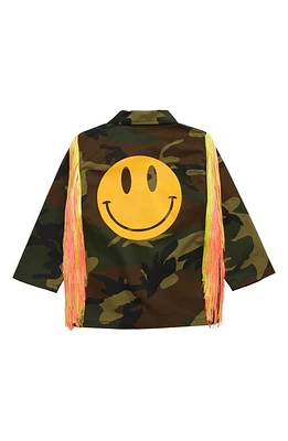 King + Lola Kids' Happy Camo Fringe Jacket in Camo Green at Nordstrom, Size 8