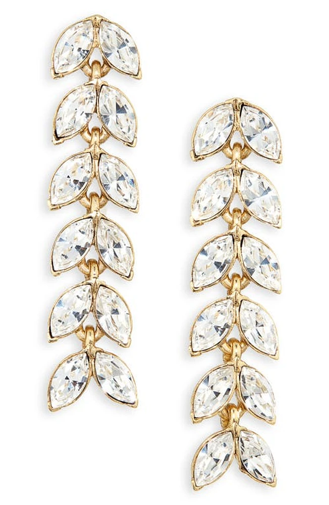 Oscar de la Renta Crystal Leaf Linear Drop Earrings at Nordstrom