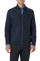 Bugatchi Front Quilt Zip Cardigan Navy at Nordstrom,