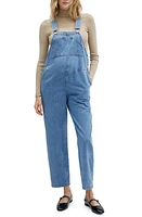 MANGO Crop Denim Maternity Overalls in Medium Blue at Nordstrom, Size X-Small