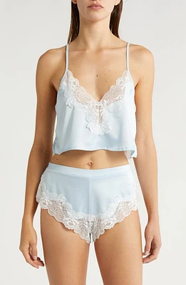 Bluebella Isabellay Lace Trim Satin Short Pajamas Ice Water Blue at Nordstrom,