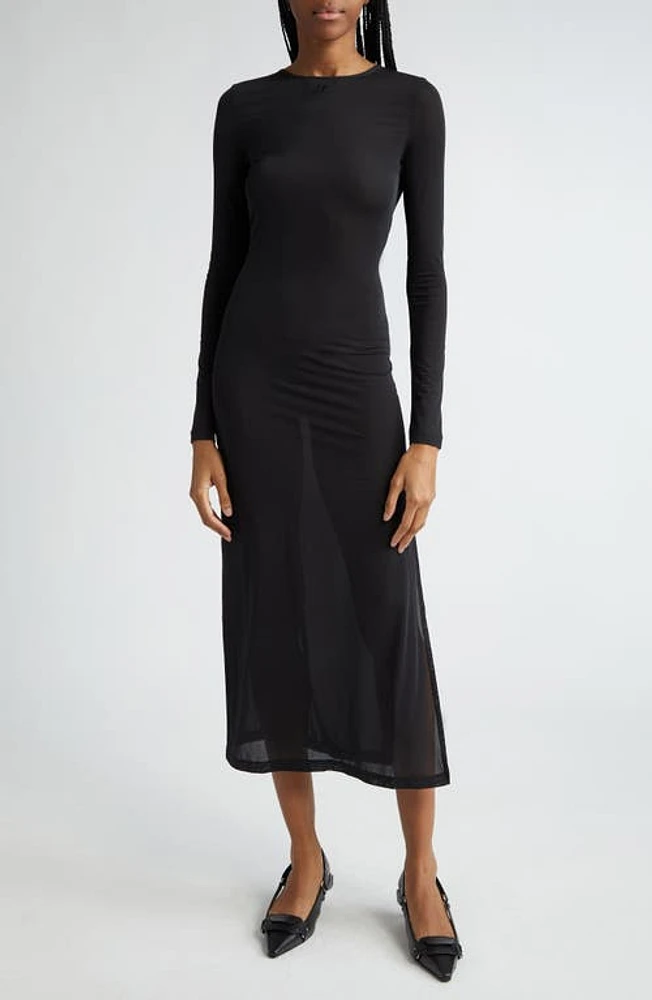 Courrèges Tube Sheer Second Skin Long Sleeve Maxi Dress Black at Nordstrom,