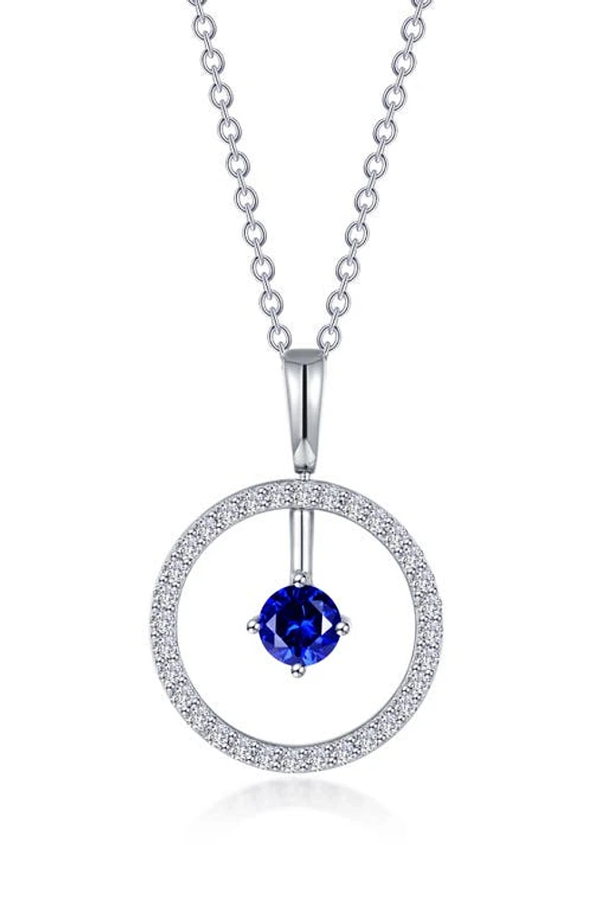 Lafonn Simulated Diamond Lab-Created Birthstone Reversible Pendant Necklace in Blue/September at Nordstrom, Size 20