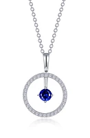 Lafonn Simulated Diamond Lab-Created Birthstone Reversible Pendant Necklace in Blue/September at Nordstrom, Size 20