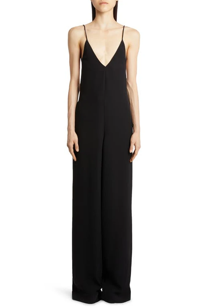 Valentino Garavani Silk Cady Backless Jumpsuit in 0No-Nero at Nordstrom, Size 2 Us