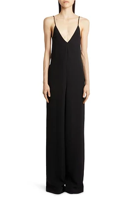 Valentino Garavani Silk Cady Backless Jumpsuit in 0No-Nero at Nordstrom, Size 2 Us