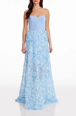 Dress the Population Audrina Floral Appliqué Strapless Gown Sky Multi at Nordstrom,