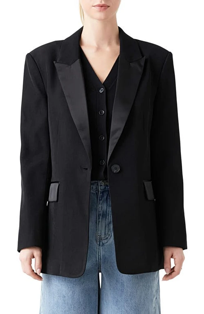 Grey Lab Oversize Tuxedo Jacket Black at Nordstrom,