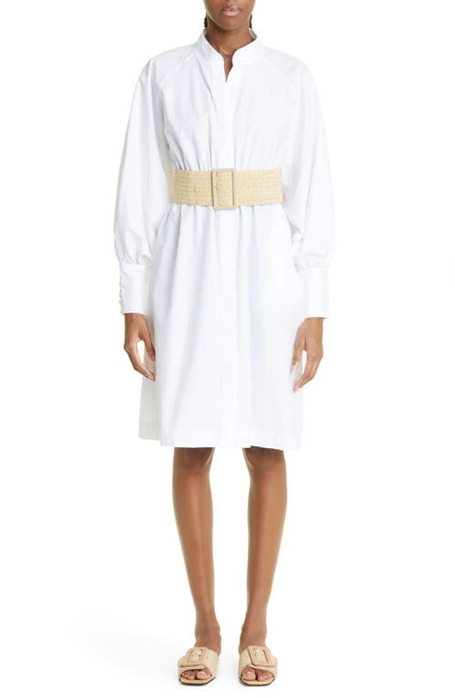 Eleventy Long Sleeve Cotton Poplin Shirtdress in 01- White at Nordstrom, Size 6 Us