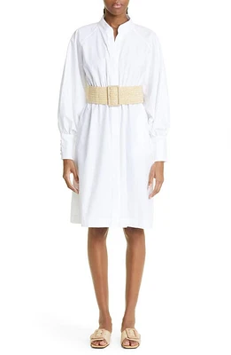 Eleventy Long Sleeve Cotton Poplin Shirtdress in 01- White at Nordstrom, Size 6 Us