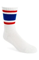 American Trench Retro Stripe Cotton Blend Crew Socks in Royal/Red at Nordstrom